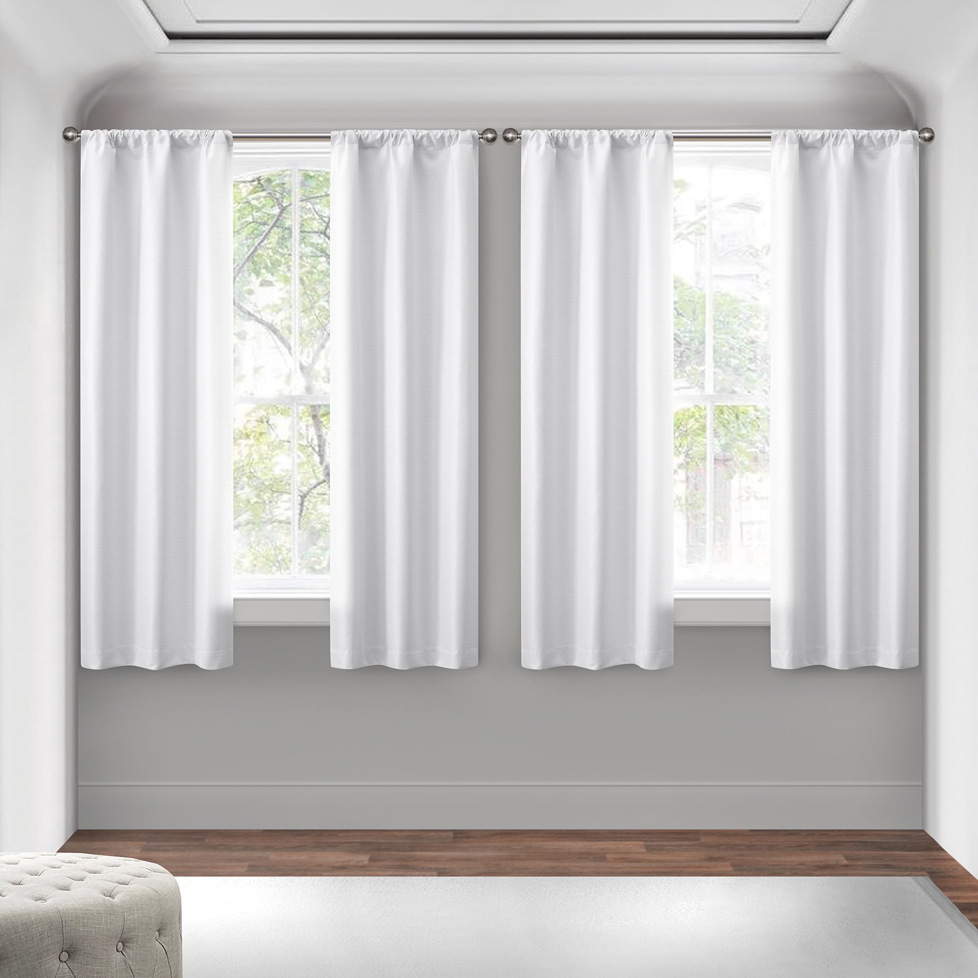 (2 pack) Mainstays 4 of a Kind Blackout Curtain Panels, Set of 4, White, 28" W x 63" L