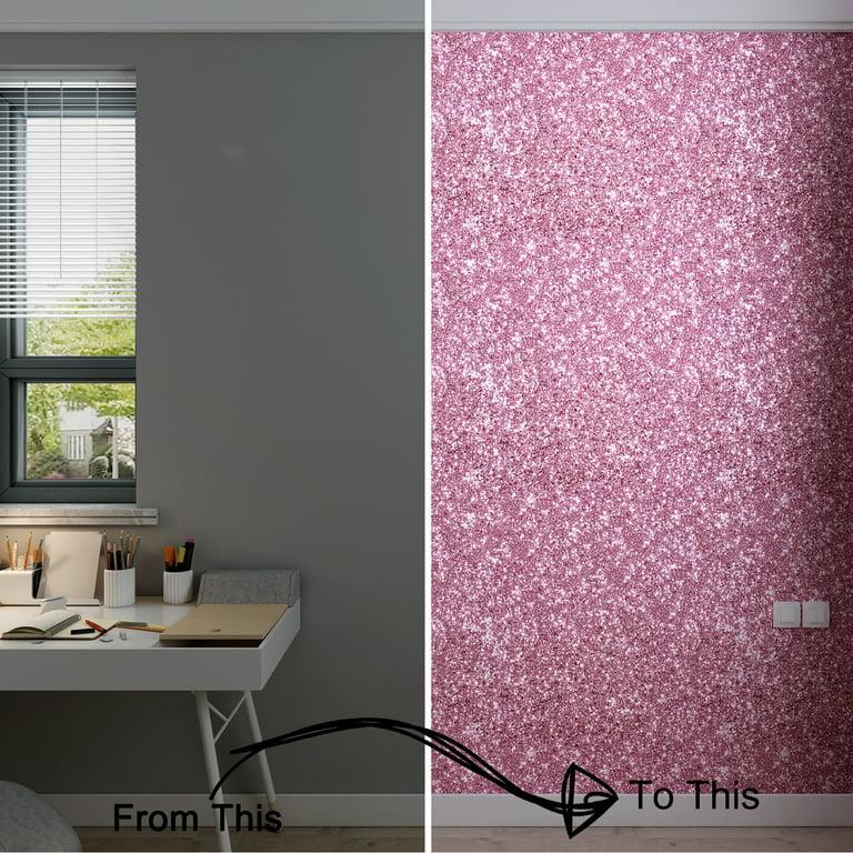 Decotalk Glitter Pink Peel and Stick Wallpaper Sparkle Glitter