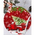 thumbnail image 2 of Christmas Round Placemats Set of 4 Red Truck Place Mats Washable Woven Placemat Christmas Tree Balls Snowflake Circle Braided Table Mat for Kitchen Dining Table Party Home Decor 15 Inch, 2 of 8