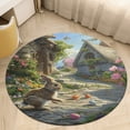 thumbnail image 5 of Easter Bunnies Rabbits Floral Medallion Round Rug - Small Round Area Rug, Soft Non-Slip Machine Washable Bedroom Mat Indoor Accent Entry Carpet for Office Desk Dorm Hallway, 5 of 7
