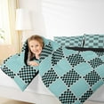 thumbnail image 4 of jejeloiu Geometric Plaid Grid Bedding Comforter Set,Modern Geometric Checkered Twin Comforter Sets,Blue Black Checkerboard Bedding Set For Children,Microfiber Bedroom Decor Reversible,2pcs, 4 of 8