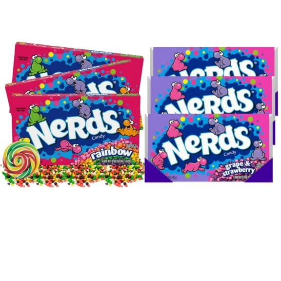 Nerds candy3box Rainbow Hard Candies 5oz, Fruit Flavored Share Sized Candy3box Grape & Strawberry Flavor,5oz
