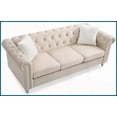 thumbnail image 4 of Raisa Classic Faux Jeweled Tufted Micro Suede Velvet Sofa - Beige Luxury Living Room Piece with Nailhead Trim, 4 of 6