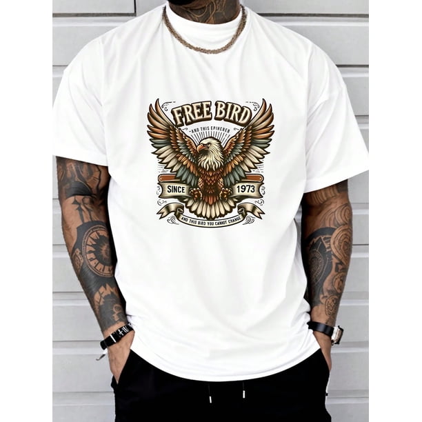 FREEBIRD print tee shirt, Tees for Men, Casual Short Sleeve T-shirt for summer