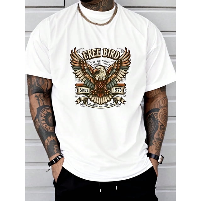 FREEBIRD print tee shirt, Tees for Men, Casual Short Sleeve T-shirt for summer