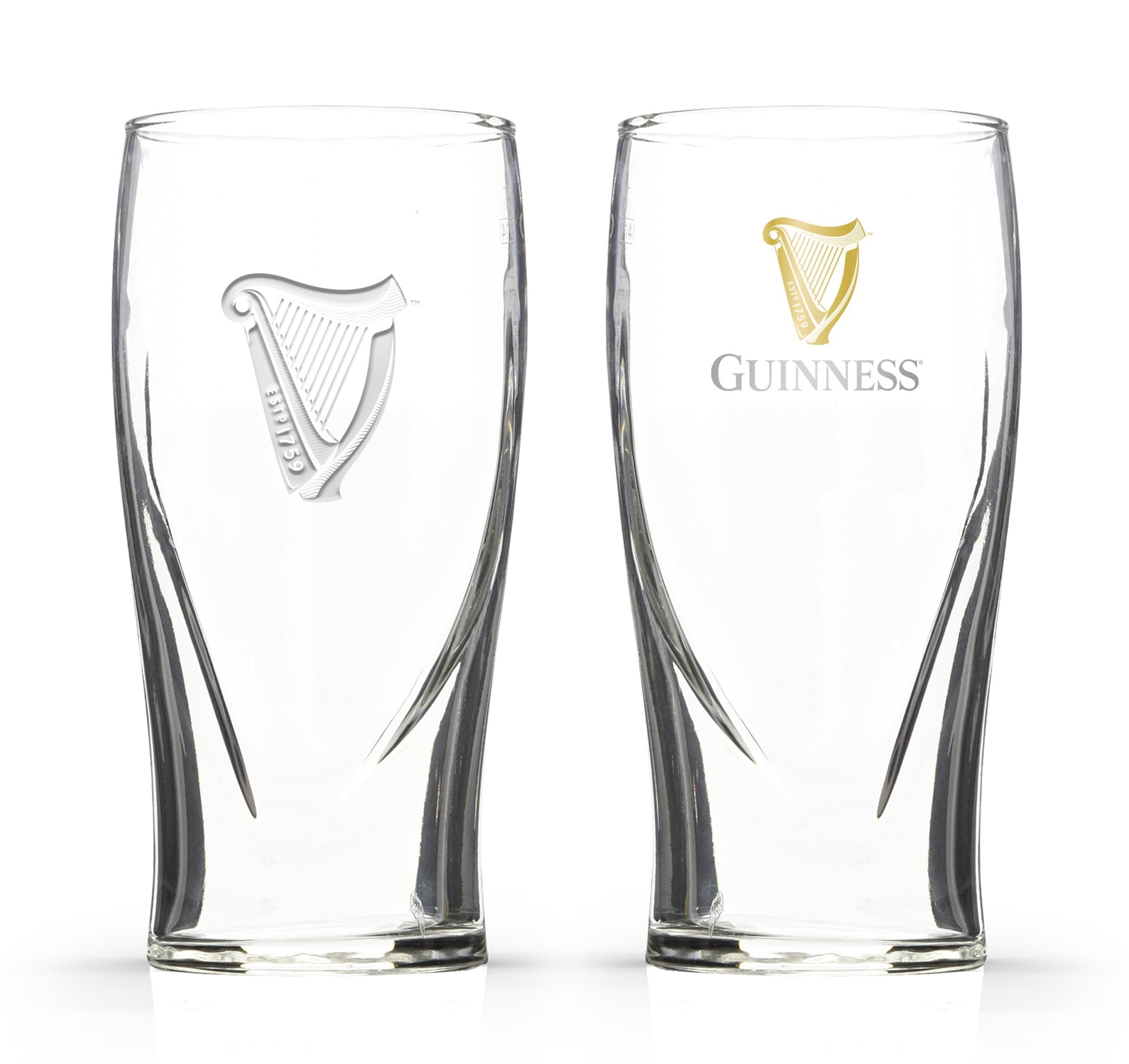 Guinness Single Gravity Glass with Real Gold Harp