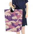 thumbnail image 4 of Yayeee Freestanding Laundry Hamper with Handle Collapsible Large Storage Basket for Clothes, Purple Wave Pattern, 4 of 7