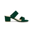 thumbnail image 3 of Women's Dual Straps Mid Chunky Heel Slide Sandals Green 7.5, 3 of 8