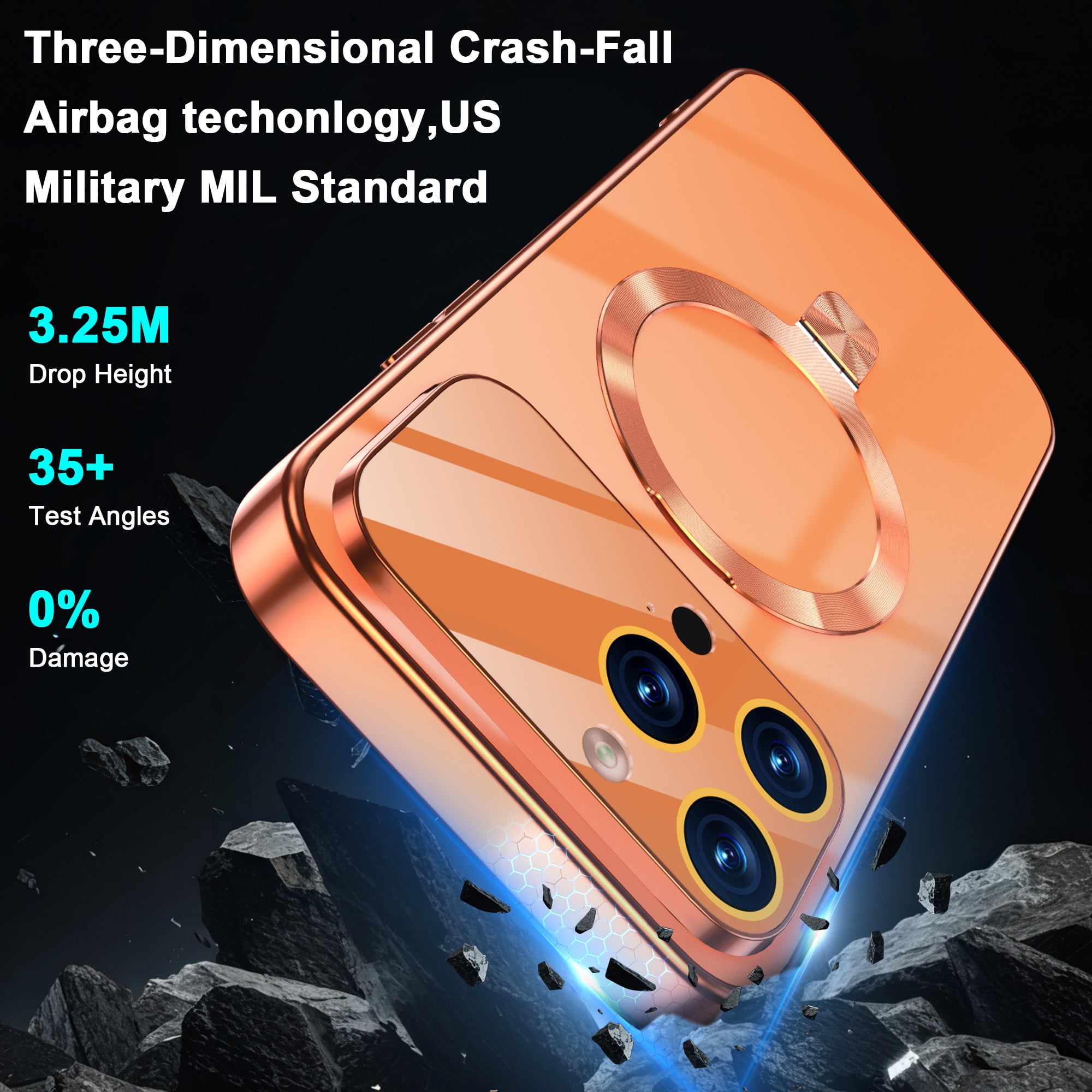 JETeacka Magnetic Case for iPhone 13 Pro Max with Stand MagSafe Compatible Camera Protection Military Drop Protection Not Yellowing Slim Cover, Orange