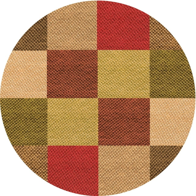 Ahgly Tapis de Zone Carré Jaune Transitionnel Lavable en Machine, 3 Pieds Carré