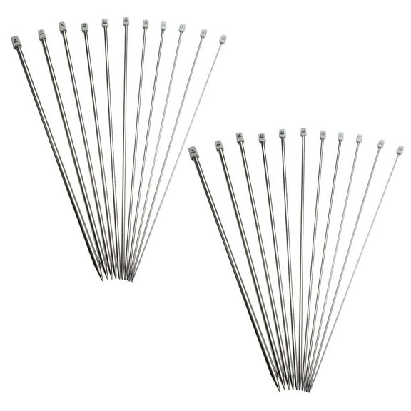 Jiandong straight knitting needles 22pcs Stainless Steel Knitting Needles Set for DIY Sewing Knitting(9.84X0.04X0.04Inch)
