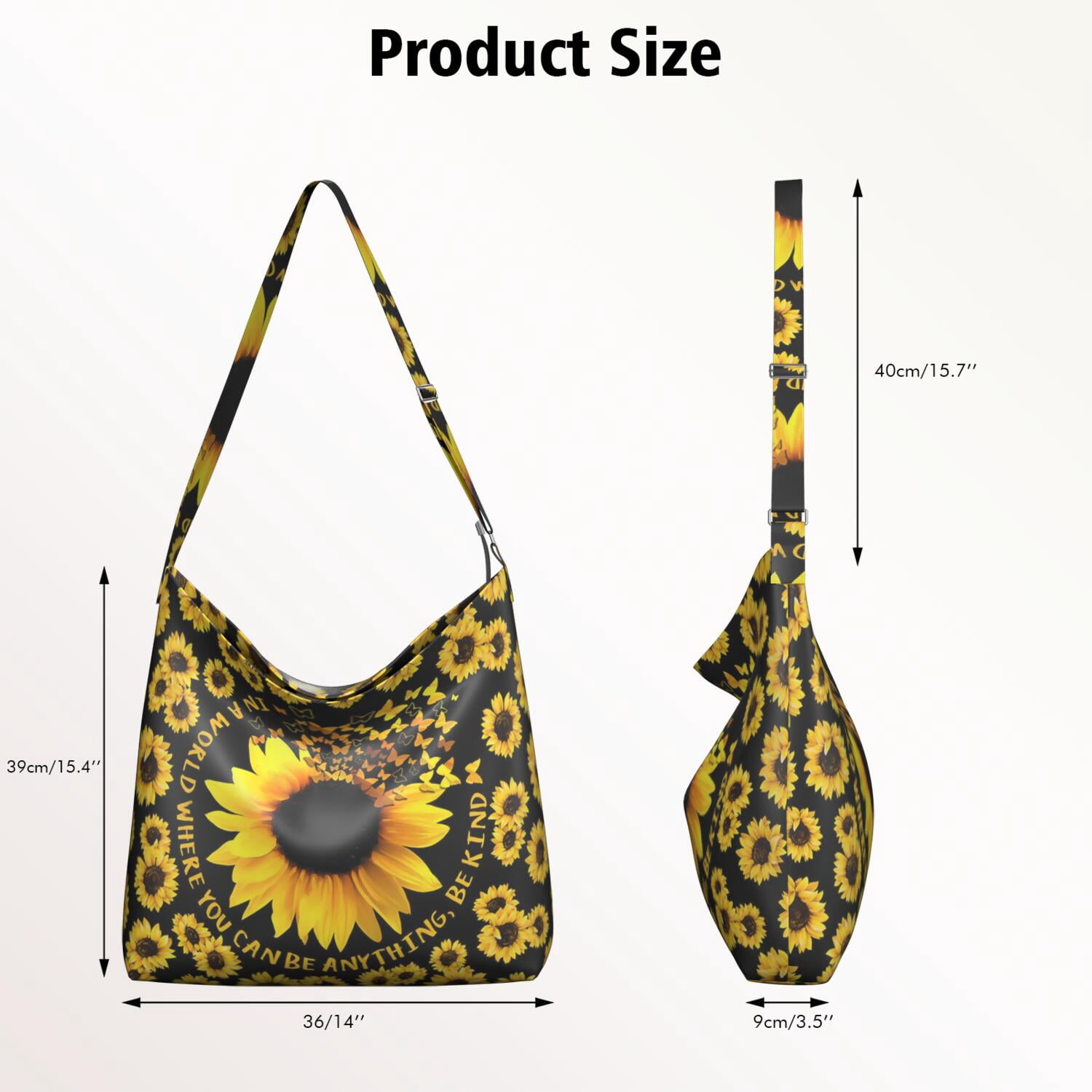 Boho Chic Sunflower and Butterfly Crossbody Bag - Lightweight Fashionable Purse for Women