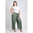 thumbnail image 1 of Pantalon de lino con detalle lateral Roman Fashion /Tallas Extras, 9204 (Verde militar) verde oscuro 42, 1 of 6