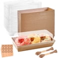 thumbnail image 1 of Paquete de 50 Cajas De Postre Con Tapas Transparentes,Cajas de Panadería Kraft Cajas de Charcutería,Para Galletas,Donuts,Muffins,Pastel Pequeños, Sándwiches y Pastelería, 1 of 4