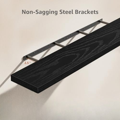 Floating Shelves for Wall 55.1" Extra Long - Wall Mounted Shelf Bathroom Kitchen Living Room Bedroom Farmhouse Home Decor Display Bookshelf Large 55.1 x 9.3 inch Set of 2, Black (008-140B)