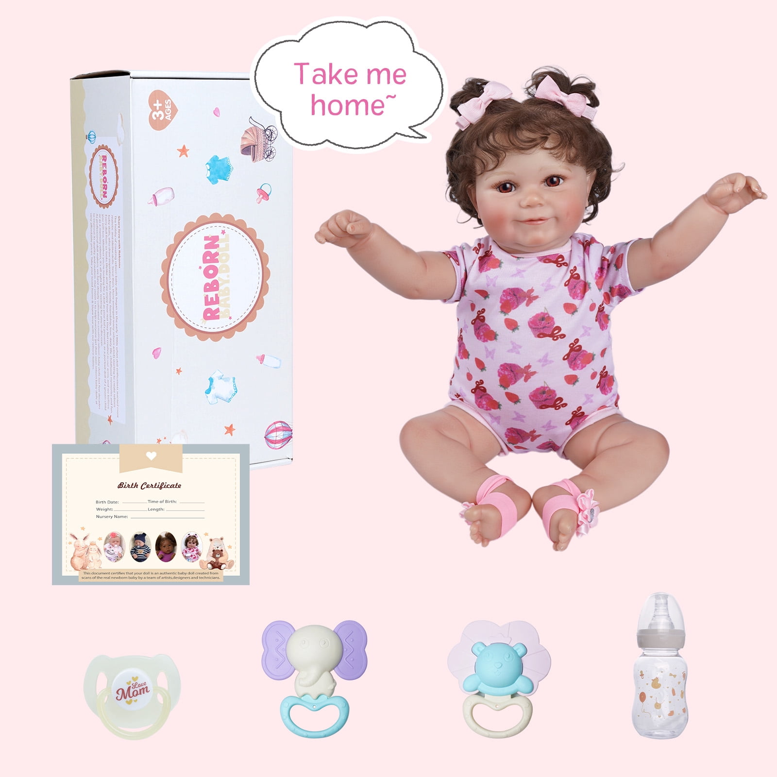 RSG Reborn Baby Dolls 20 inch Soft Cloth Body Newborn Baby Adorable Smiling Dolls with Clothes for Kids Age 3+
