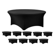 Bulk 10 Pack Black 60 inch Round (5 Ft) Stretch Spandex Round Table Covers