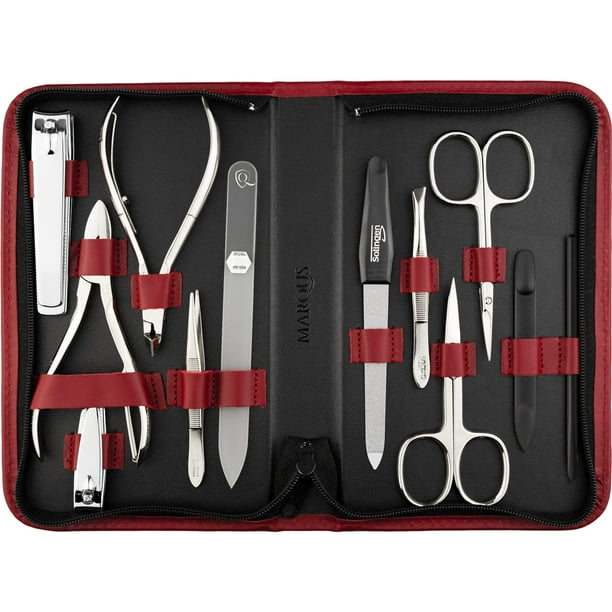 Set de manicura MarQus, kit de aseo de 12 piezas con funda de piel