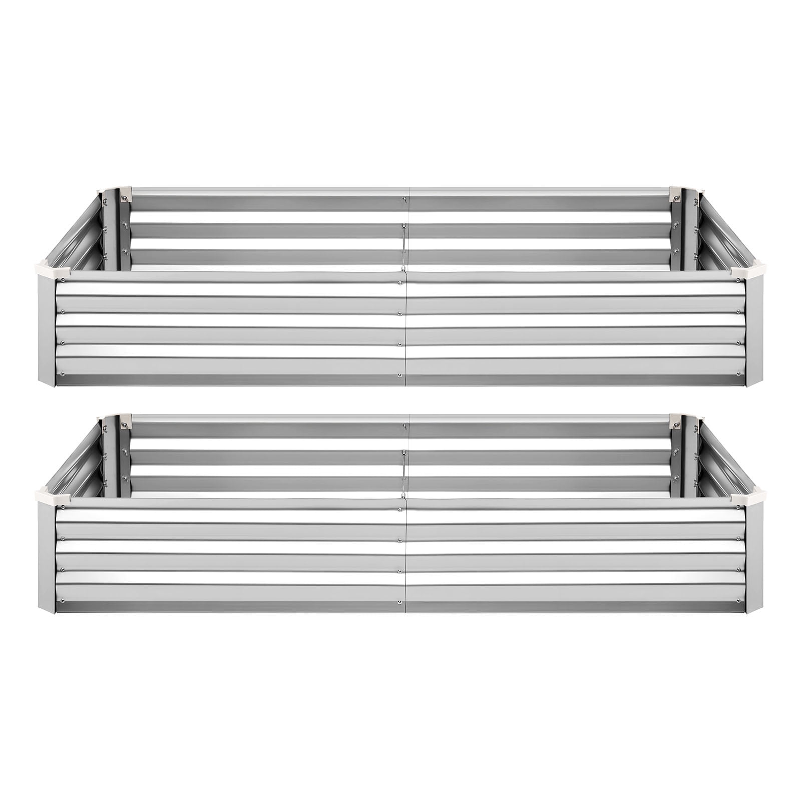 VEVOR 2 Pack Galvanized Raised Garden Beds, 6 x 3 x 1 ft, Rectangular Metal Planter Boxes Kit Outdoor, Bottomless Elevated Planting Box with Gloves, Alu-Zinc, for Growing Flowers Vegetables, Silver