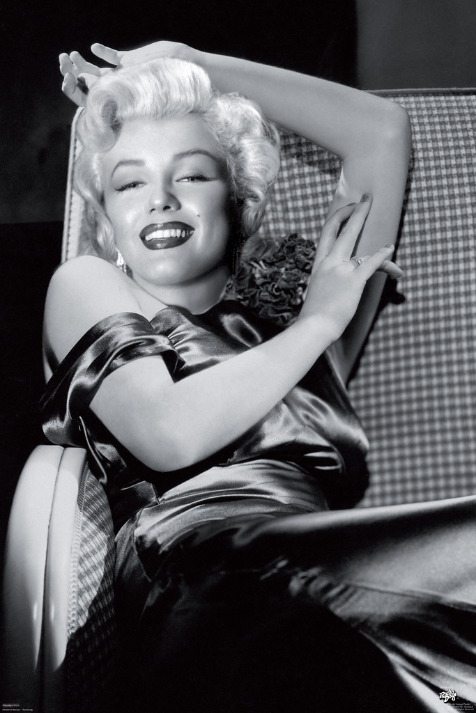 Marilyn Monroe Smiling Reclining Black White Vintage Photo Cool Wall