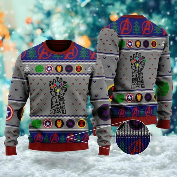 Superhero Icon Ugly Christmas Sweater, Superhero Team Xmas Sweatshirt, Christmas Gift for Men Women Kid, Hero Group Christmas Shirt