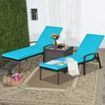thumbnail image 3 of Patiojoy 2PCS Patio Rattan Wicker Lounge Chair Back Adjustable Recliner Chaise w/Turquoise Cushion, 3 of 7