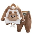 thumbnail image 3 of KYAIGUO 2PCS Toddler Infant Baby Boys Girls Fall Winter Sweatshirt Outfit Cartoon Modeling Hoodie Sweatsuit Jackets Shirt+pants Padded Tracksuit Clothes Set 9M-4Y, 3 of 9