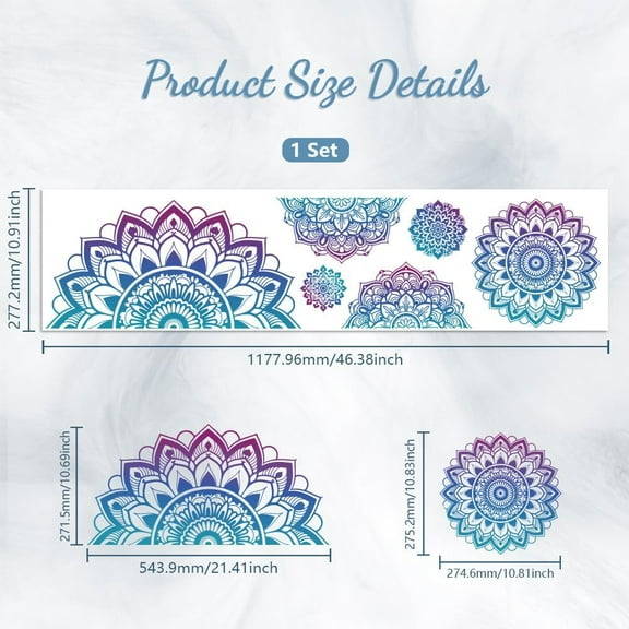 Window Static Cling Decal Sticker Double-Sided for Large Glass Car Windows 1 Sheet Mandala Pattern 47.2"x11.8" Waterproof Removable Window Decal for Home Office Classroom Decoration