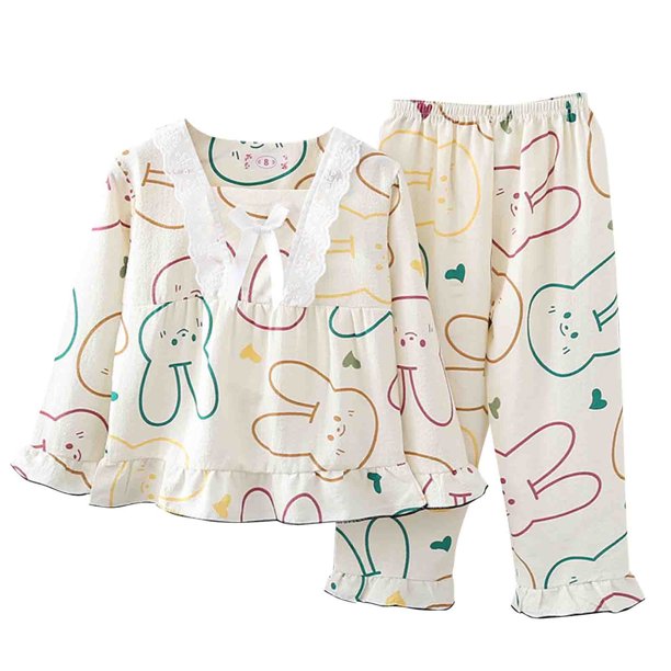 Odeerbi 1-13 Años Niños Niñas Pijama de Algodón de Verano Conjuntos Pantalones Camisa de Manga Larga Con Solapa de Muesca Estampado de Cuadros Suaves Ropa de Dormir Conjunto de Pijama