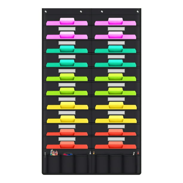 Organizador De Archivos De Pared Multifuncional 600D Organizador De Tela Oxford Gráfico De Bolsillo 20 Compartimentos Contenedor De Almacenamiento De Bolsillo De Pared De Oficina seitruly EL009028-00