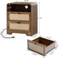 thumbnail image 2 of 24" Nightstand Set of 2, Large End Table with Door & Charging Station AC + USB + Tpye-C, Mid-Century Farmhouse Linen Decor Night Stand Side Table for Living Room Sofa Couch Side, Bedroom Bedside, 2 of 13