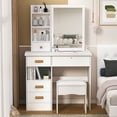 thumbnail image 2 of AOJA Vanity Desk with Sliding Mirror, Bedroom Dressing Table, Makeup Table with 5 Drawers & Shelves, Hidden Storage Space, 2 of 6
