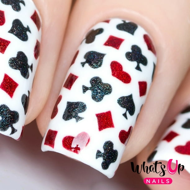Whats Up Nails - Playing Cards Vinyl Stencils Nail Art Design 