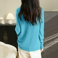 thumbnail image 3 of Sweaters for Women Half Crewneck Long Sleeve Jumper Knitted Pullover Warm Sweater Tops Sky Blue XL, 3 of 4