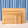 thumbnail image 4 of Bamboo Cutting Boards for Kitchen Wood Cutting Board - Set of 3, Bamboo Cutting Board Set with Juice Groove, Serving Board Set, Thick Chopping Board for Meat, Vegetables, Easy Grip Handle, 4 of 4