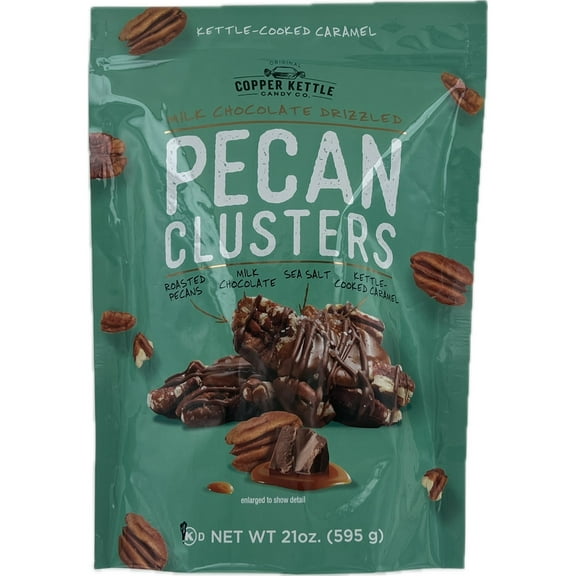 Copper Kettle Candy Company Milk Chocolate Drizzled Pecan Clusters, 21 Ounce