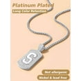 thumbnail image 6 of FindChic Dog Tag Initial V Pendant for Women Men, Platinum Plated Cubic Zirconia Necklaces Birthday Anniversary Jewelry Gifts for Him Husband, 6 of 8