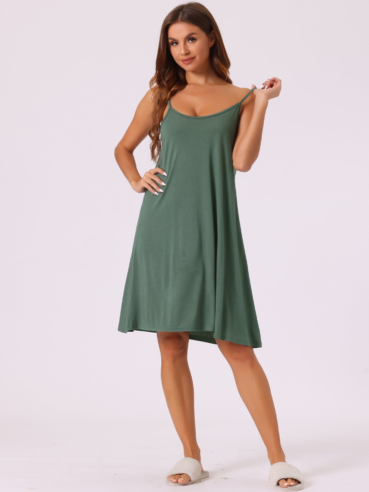 DARING DIVA Women's Sleeveless Spaghetti Strap Cross Back Nightwear 2XL Green