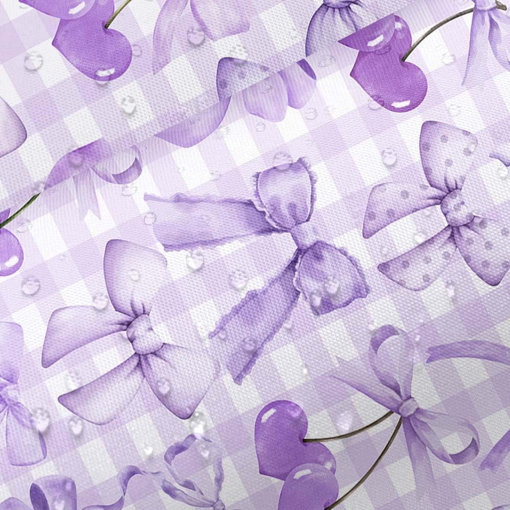 Cute Purple Shower Curtain Modern Aesthetic Coquette Bow Pretty Bathroom Decor for Girls Teens Fabric Waterproof Polyester Bathroom Decor Set with Hooks,60X72