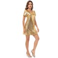 thumbnail image 3 of Robes de Soirée Cocktail à Paillettes pour Femmes, Doré, Très Grand, 3 of 5