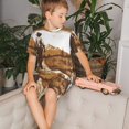 thumbnail image 4 of Easygdp Western Cowboy Campagne pour Tee-Shirt à Manches Courtes et Ensemble de Pyjama Court pour Enfants, 2 Pcs-Petit, 4 of 6