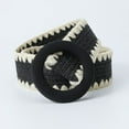 thumbnail image 3 of Defitshape Women's 2 Pack Raffia Belts Rattan Woven Braided Buckle Belt For Dress Elegant Wide Holeless Stretch Thick Chic Casual O Ring Boho Adjustable Belt Black Rose X-Small-Large, 3 of 5