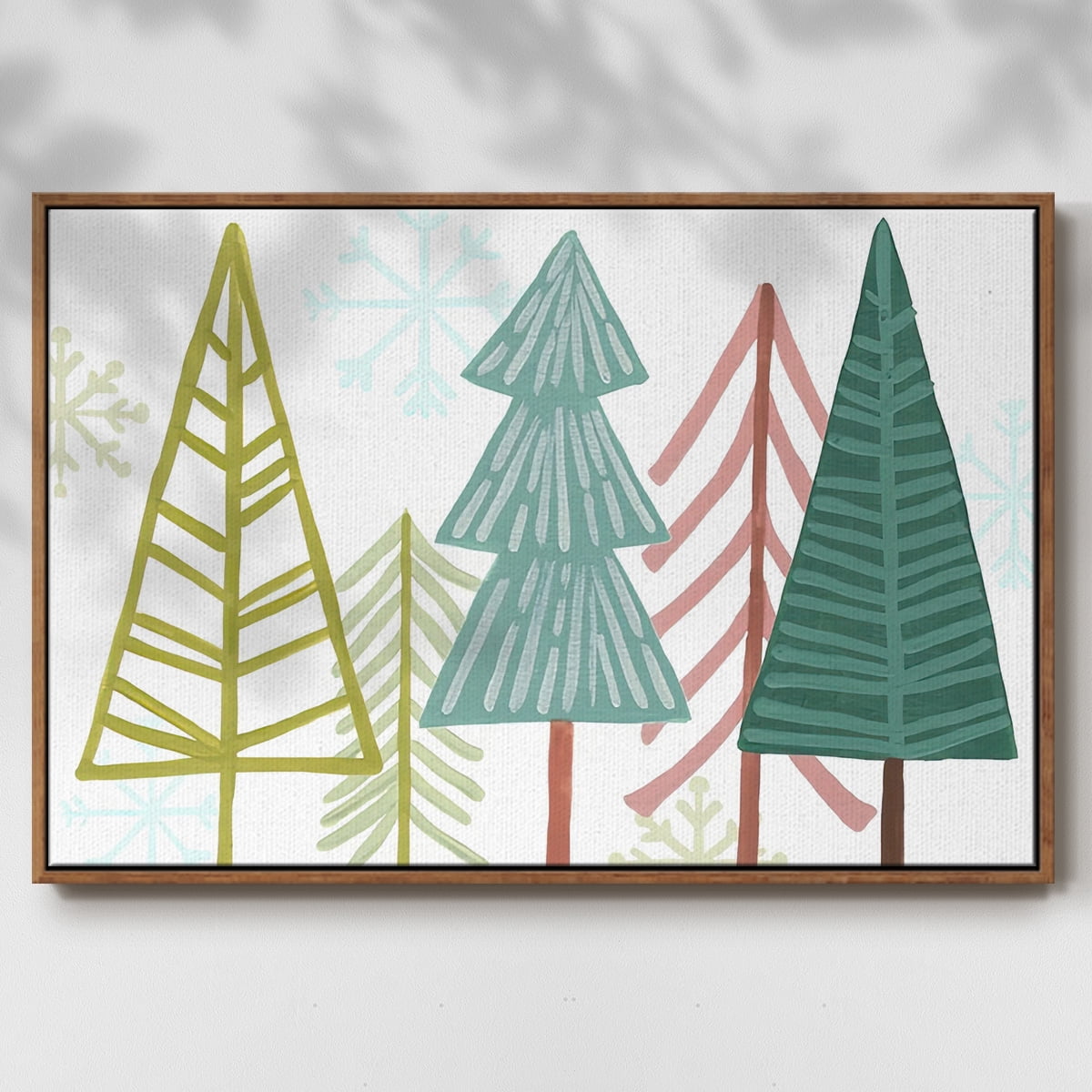 Modern Holiday Collection A - Framed Gallery Wrapped Holiday Canvas - 25 x 37 - Rosewood Frame