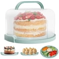 thumbnail image 1 of Portatarjetas con tapa y asa, soporte multiusos para tartas con tapa para tartas de 10 pulgadas, tarta y cupcakes, soporte para tartas y tapa, recipiente de plástico para pasteles, cubierta redonda, 1 of 9