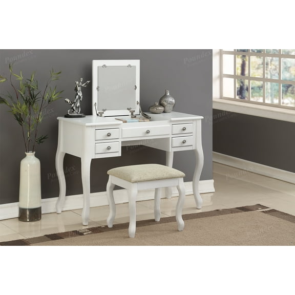 Bobkona Cailyn Flip Up Mirror vanity Set with Stool in Multiple Colors