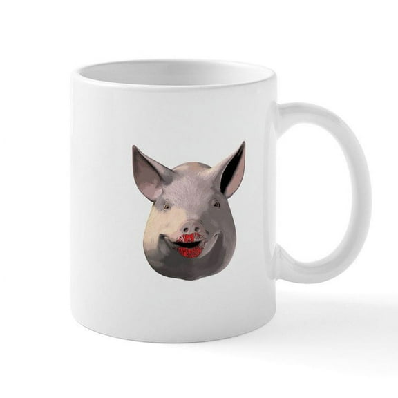 CafePress - Lipstick Pig Mug - 11 oz Ceramic Mug - Novelty Coffee Tea Cup