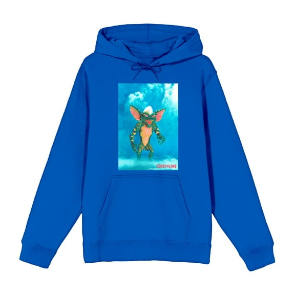 Gremlins Monster On Smoky Background Adult Blue Long Sleeve Hoodie-XL