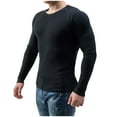 thumbnail image 1 of T-Shirts pour Hommes, Col Rond, Tricoté, Décontracté, Patchwork, Base, Noir, Automne, Taille m, 1 of 6