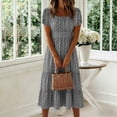 thumbnail image 5 of Ovbmpzd Flowy Sundresses Summer&nbsp;Dresses&nbsp;for Women 2026 Black Boho Puff Sleeve Long Smocked A-Line Square Neckline Summer&nbsp;Dresses&nbsp;for Women,L, 5 of 6