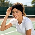 thumbnail image 2 of EANJE Twist Knot Wide Headbands for Women, Soft Stretchy Non Slip Turban Hair Wraps, Solid Color Sweat Hair Bands for Yoga Skincare Workout Daily Wear Black One Size, 2 of 4